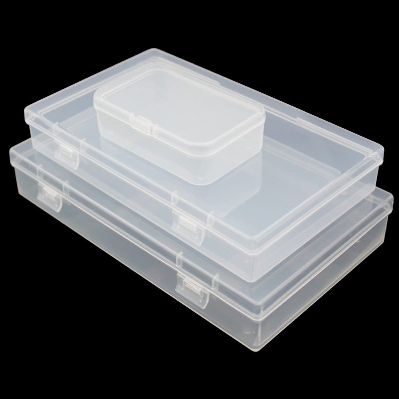 LJY 20 Pieces Mixed Sizes Rectangular Empty Mini Clear Plastic Organizer Storage Box Containers with Hinged Lids for Small Items and Other Craft Projects - Image 4